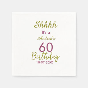 Marron golden shhhh 60. Geburtstag Name einfach fe Serviette
