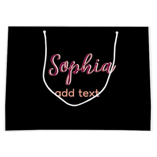 Marron hinzufügen Namen Mädchen Boss Text schwarz  Große Geschenktüte (Vorderseite)