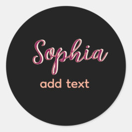 Marron hinzufügen Namen Mädchen Boss Text schwarz  Runder Aufkleber