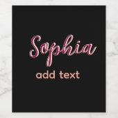 Marron hinzufügen Namen Mädchen Boss Text schwarz  Weinetikett (Einzelnes Label)