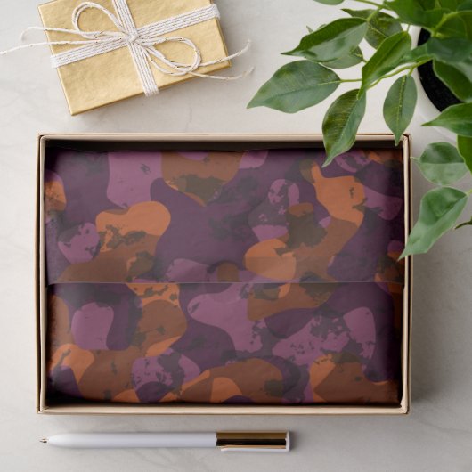 marron und orange Camouflage abstrakt Seidenpapier (Geschenk)