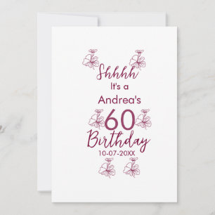 Marron white mauve shhh 60. Geburtstag Blumenname Einladung