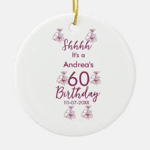 Marron white mauve shhh 60. Geburtstag Blumenname Keramik Ornament
