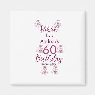 Marron white mauve shhh 60. Geburtstag Blumenname Magnet