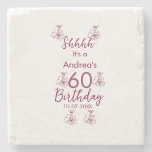 Marron white mauve shhh 60. Geburtstag Blumenname Steinuntersetzer