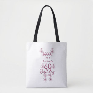 Marron white mauve shhh 60. Geburtstag Blumenname Tasche