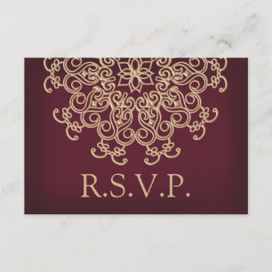 MARROON UND GOLD INDIAN REPONSE RSVP CARD KARTE