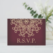 MARROON UND GOLD INDIAN REPONSE RSVP CARD KARTE (Stehend Vorderseite)