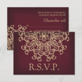 MARROON UND GOLD INDIAN REPONSE RSVP CARD KARTE (Vorne/Hinten)