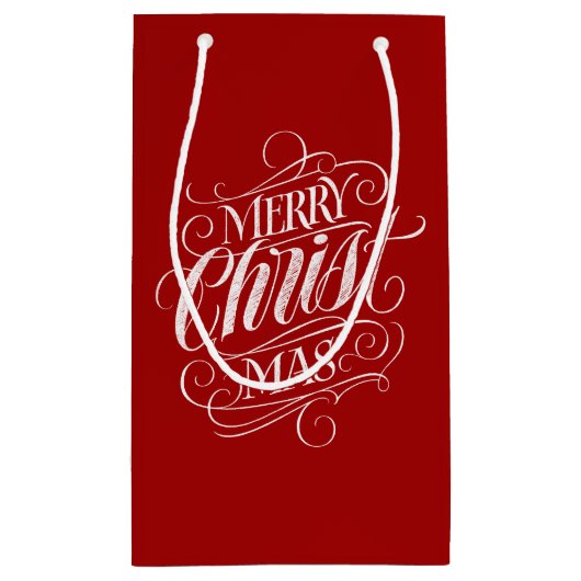 Marry CHRISTmas Chalkboard Kalligraphie Christlich Kleine Geschenktüte (Rückseite)