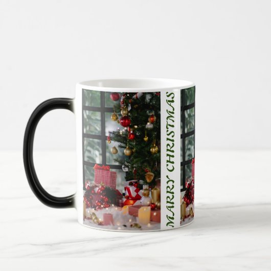 MARRY CHRISTMAS Zwei-Tonen-KAFFEE-TASSE Verwandlungstasse (Links)