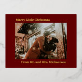 Marry Little Christmas Red Folien Feiertagspostkarte (Vorderseite)