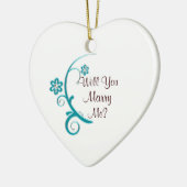 Marry Me Aqua Blume Verlobung Keramik Ornament (Links)