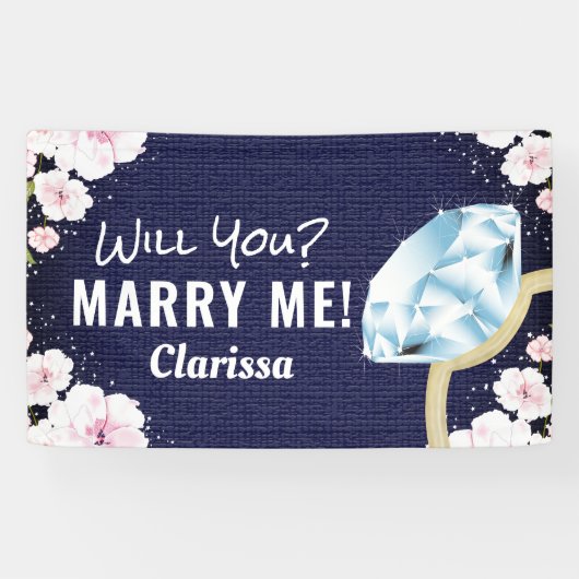 Marry Me Diamond Floral Banner (Horizontal)