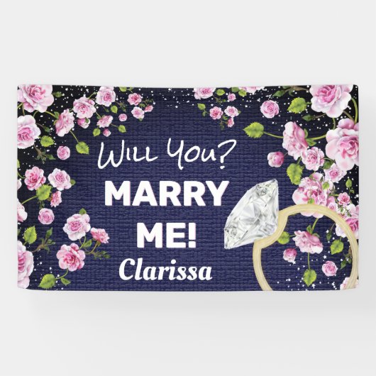 Marry Me Diamond Floral Banner (Horizontal)