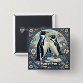 Marry Me Penguin Ice Bird Snow Glacier Winter Lake Button (Vorne & Hinten)
