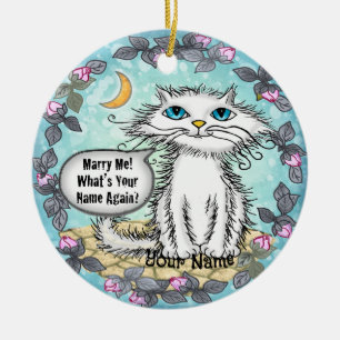 Marry Me Scraggles Cat Keramik Ornament