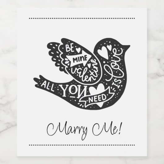 Marry Me Valentine Weinetikett (Einzelnes Label)