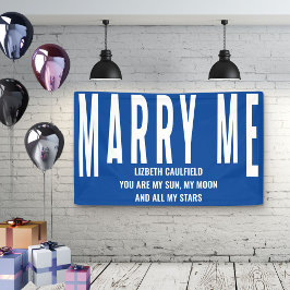 Marry Me Vorschlag Sun Moon Stars Blue White Banne Banner
