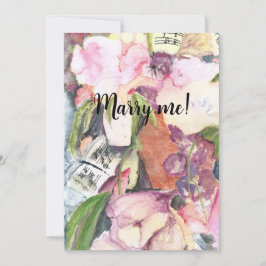 Marry me Watercolor Blumenmusik Agenda Einladung