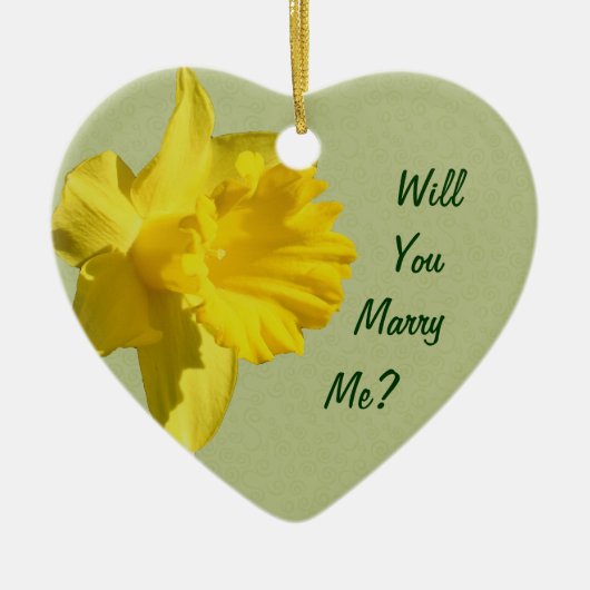 Marry Me Yellow Daffodil Verlobung Keramikornament (Vorne)