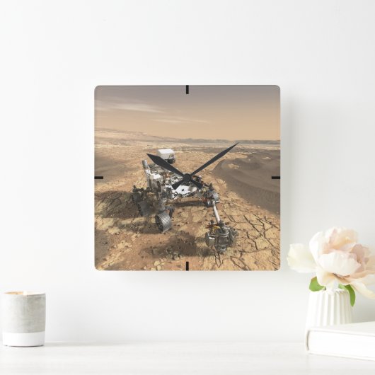 Mars 2020 rutschten auf der Oberfläche der Mars. Quadratische Wanduhr (Zuhause)
