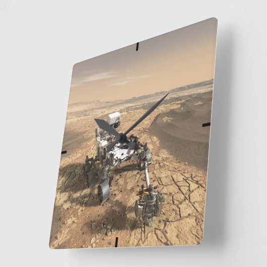 Mars 2020 rutschten auf der Oberfläche der Mars. Quadratische Wanduhr (Winkel)