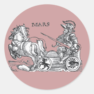 Mars Ares God of War griechischer Chariot-Cartoon Runder Aufkleber
