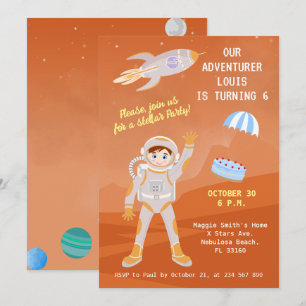 Mars-Astronauten-Jungen-Themen-Geburtstagsfeier Einladung