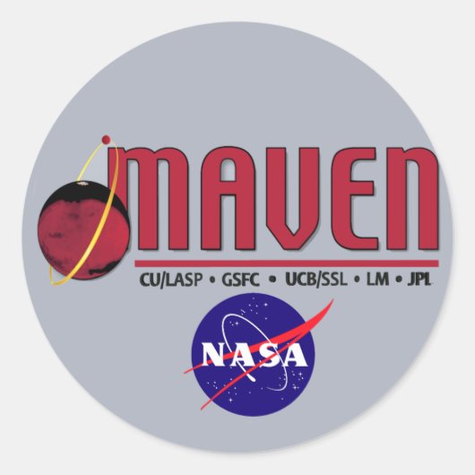 Mars Atmosphäre und flüchtige Evolution (MAVEN) Runder Aufkleber (Vorderseite)
