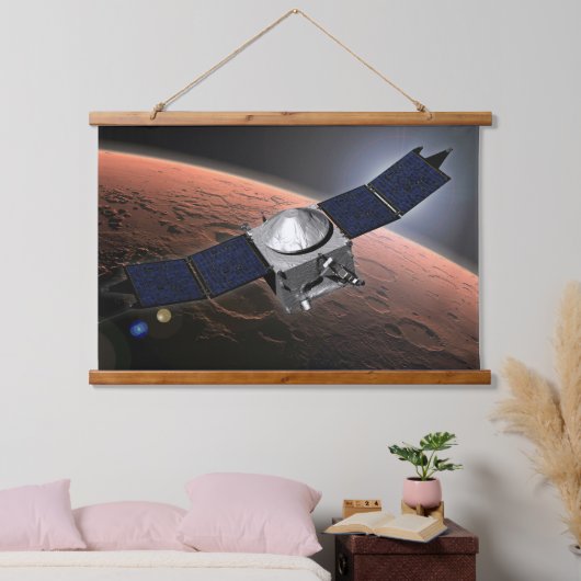 Mars Atmosphäre und Volatile Evolution Mission. Wandteppich Mit Holzrahmen (Schlafzimmer)
