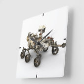 Mars durchhalten sich auf weißem Hintergrund. Quadratische Wanduhr (Winkel)