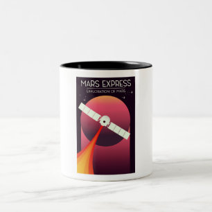 Mars Express - Erkundung der Mars Weltraumkunst. Zweifarbige Tasse