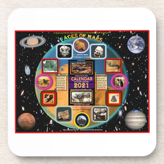 Mars Gesichter Getränkeuntersetzer (Vorderseite)