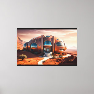 Mars Habitat Alpha - AI Sci-Fi-Architektur Leinwanddruck