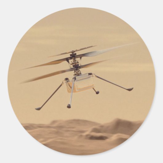Mars Hubschrauberflug Runder Aufkleber (Vorderseite)