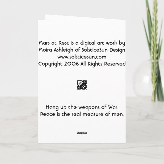 Mars in der Erholung Karte (Rückseite)