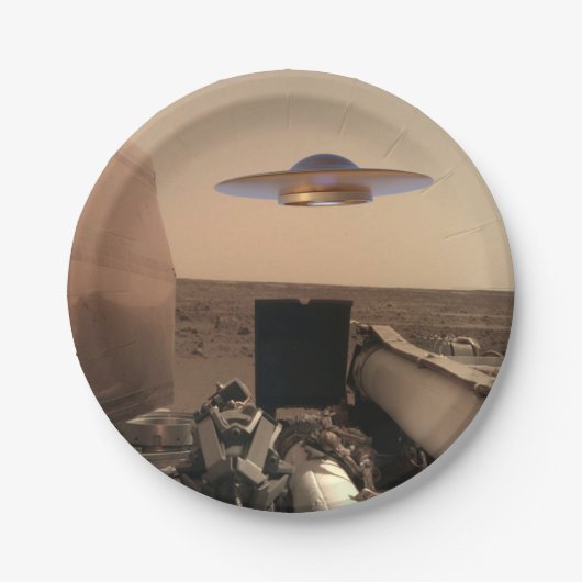Mars InSight Alien UFO Saucer Begegnung Pappteller (Vorderseite)