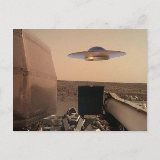 Mars InSight Alien UFO Saucer Begegnung Postkarte (Vorderseite)