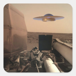 Mars InSight Alien UFO Saucer Begegnung Quadratischer Aufkleber
