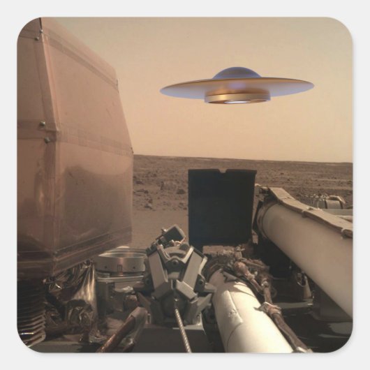 Mars InSight Alien UFO Saucer Begegnung Quadratischer Aufkleber (Vorderseite)