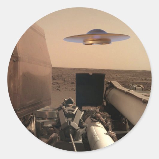 Mars InSight Alien UFO Saucer Begegnung Runder Aufkleber (Vorderseite)