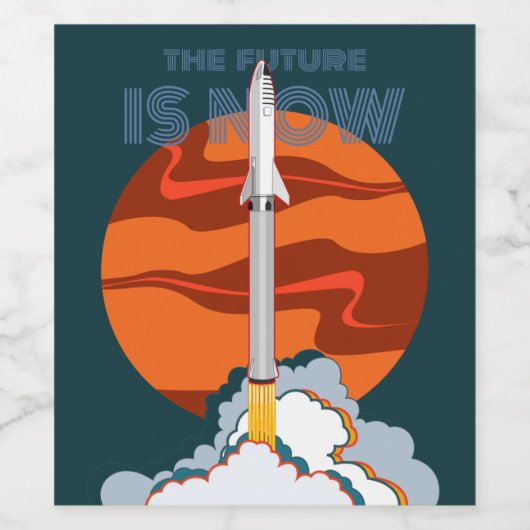 Mars Landungsrakete Weinetikett (Einzelnes Label)