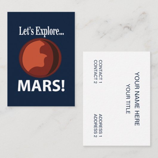 Mars Lass uns den Mars erkunden Visitenkarte (Vorne/Hinten)