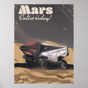 Mars, Melde dich heute! Retro-Militär-Weltraumplak Poster