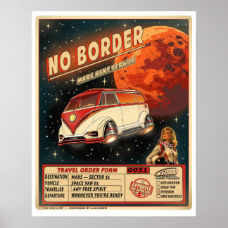 Mars Mietservice | Retro Sci-Fi Weltraum Poster