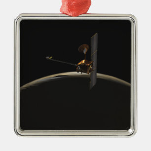 Mars-Odysseeraumfahrzeug über Marssonnenaufgang Silbernes Ornament