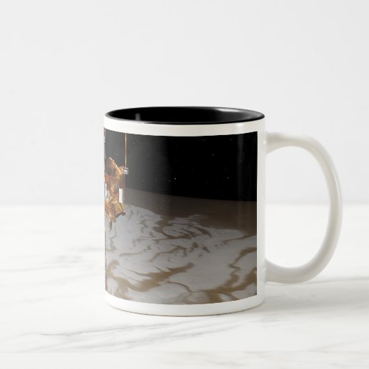 Mars Odyssey-Raumfahrzeug Zweifarbige Tasse (Rechts)
