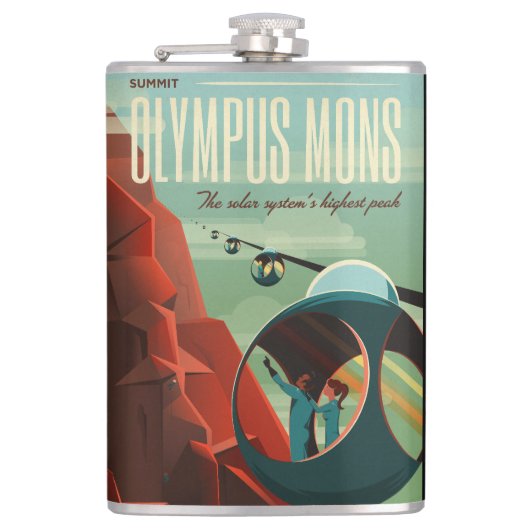 Mars Olympus Mons Höchstes Vulkansolarsystem Flachmann (Vorderseite)