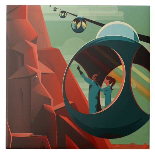 Mars Olympus Mons Höchstes Vulkansolarsystem Fliese (Vorderseite)